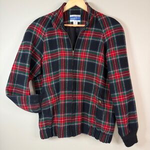 Vintage PENDLETON‎ Men's M Plaid Virgin Wool Bomber Jacket USA Heritage Holiday